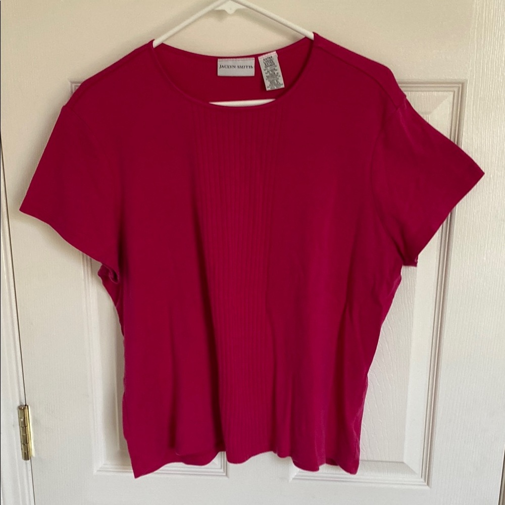 Jaclyn Smith Pink Ribbed Relaxed T-Shirt